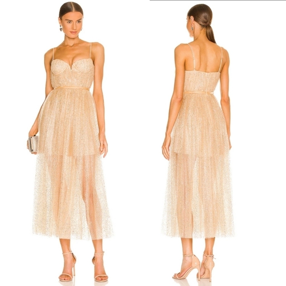 Sau Lee Selena Dress In Gold Size 8 Nwt